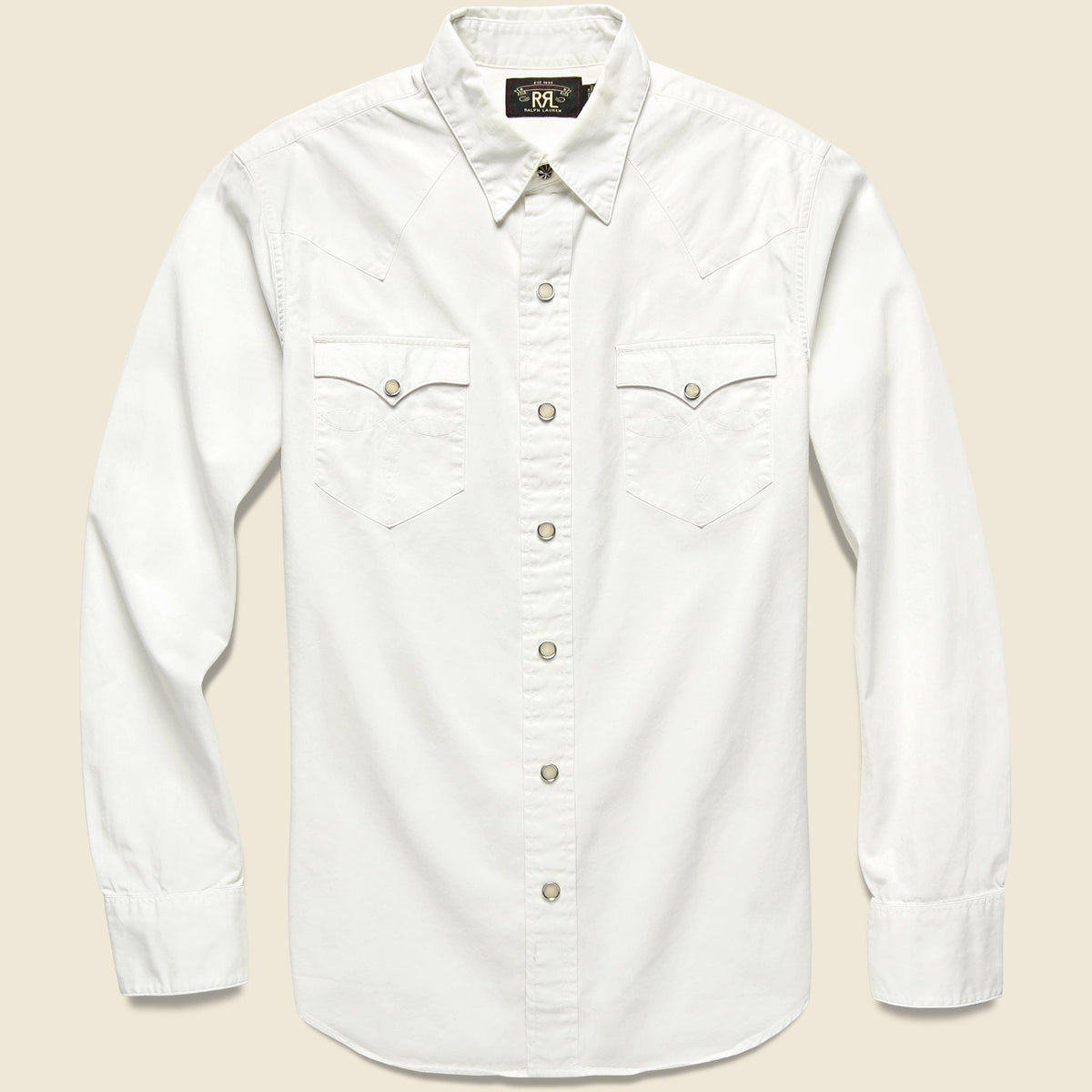 Classic men’s denim jacket from STAG Provisions layered over a white T-shirt for an effortless date night look.