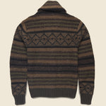 Float Jacquard Shawl Cardigan - Brown Olive - RRL - STAG Provisions - Tops - Sweater