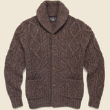 Cable Shawl Cardigan - Brown - RRL - STAG Provisions - Tops - Sweater