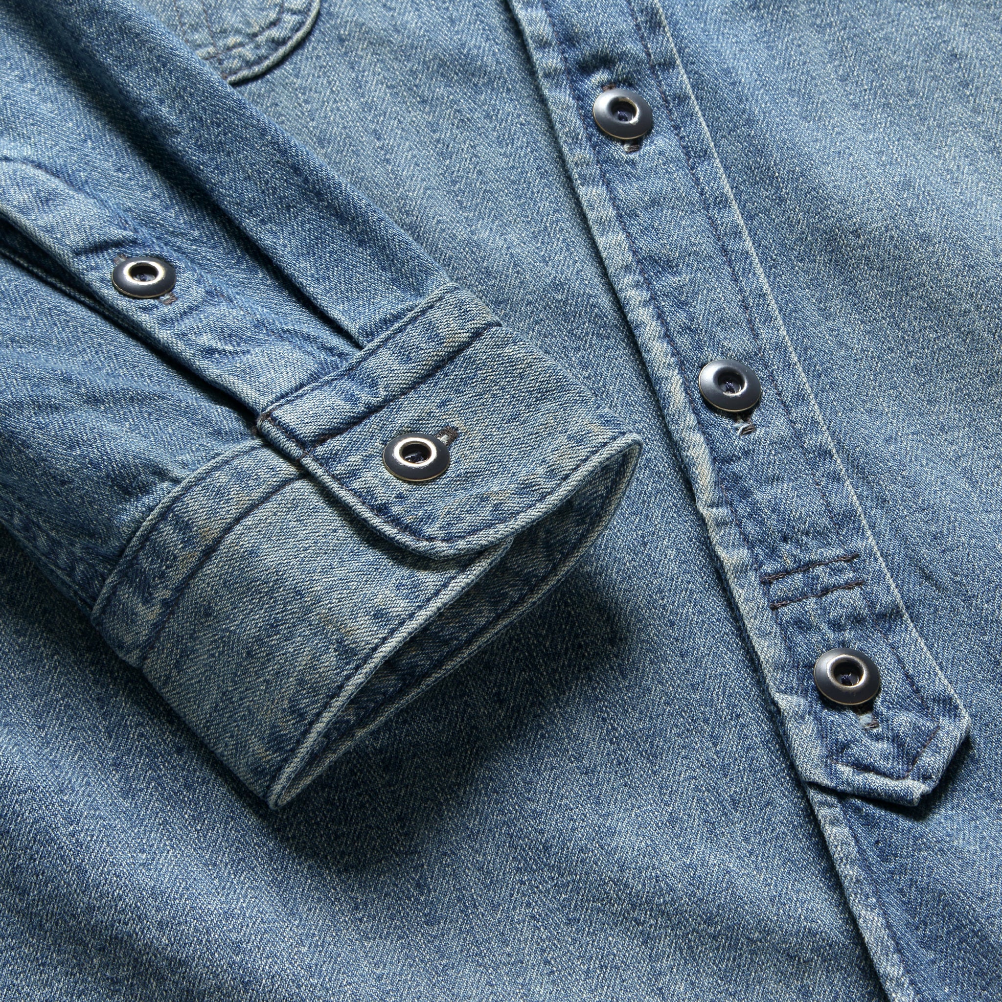 
                          Denim Band Collar Shirt - Manvil Wash - RRL - STAG Provisions - Tops - L/S Woven - Other Pattern
                        