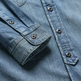 Denim Band Collar Shirt - Manvil Wash - RRL - STAG Provisions - Tops - L/S Woven - Other Pattern
