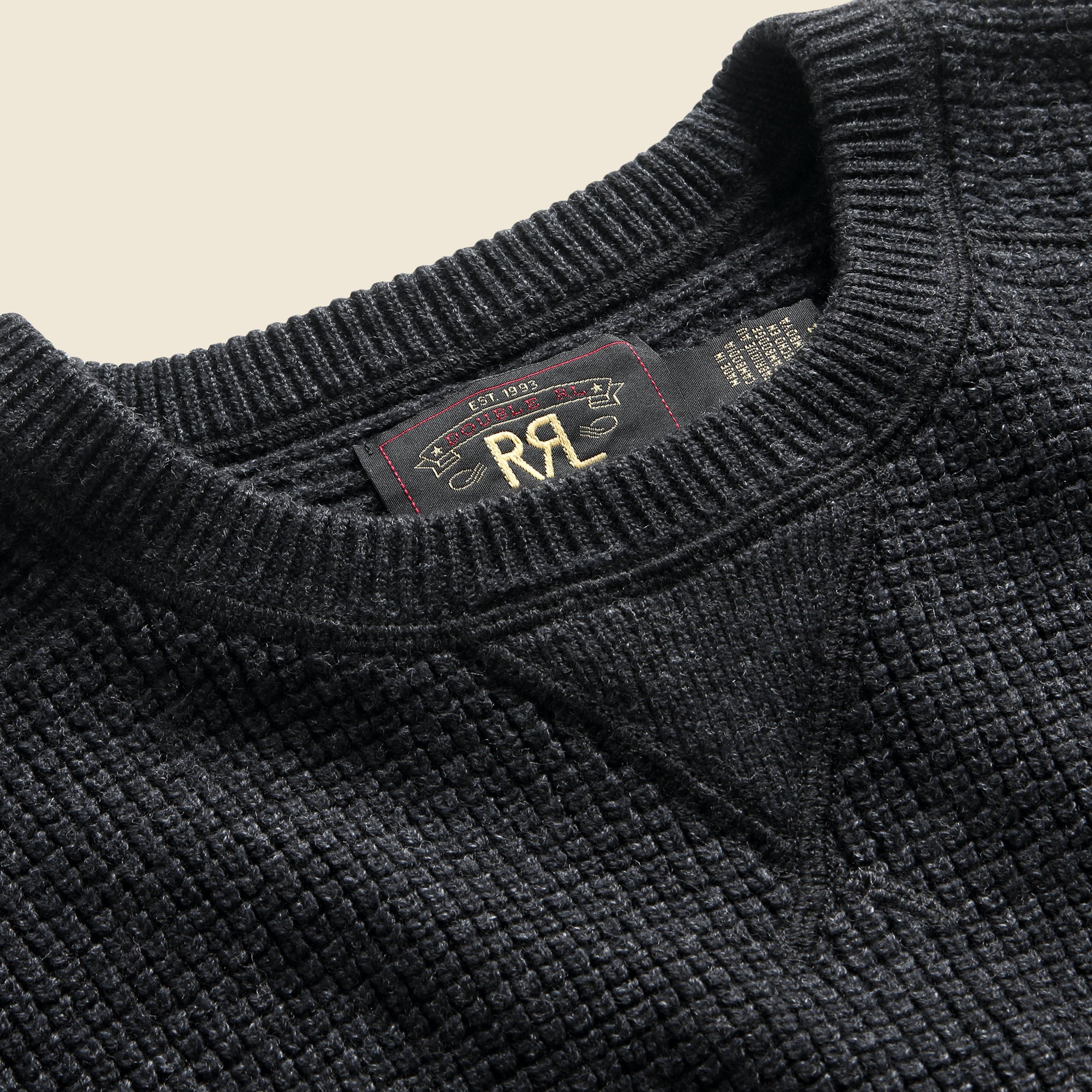 Waffle Knit Sweater - Black - RRL - STAG Provisions - Tops - Sweater