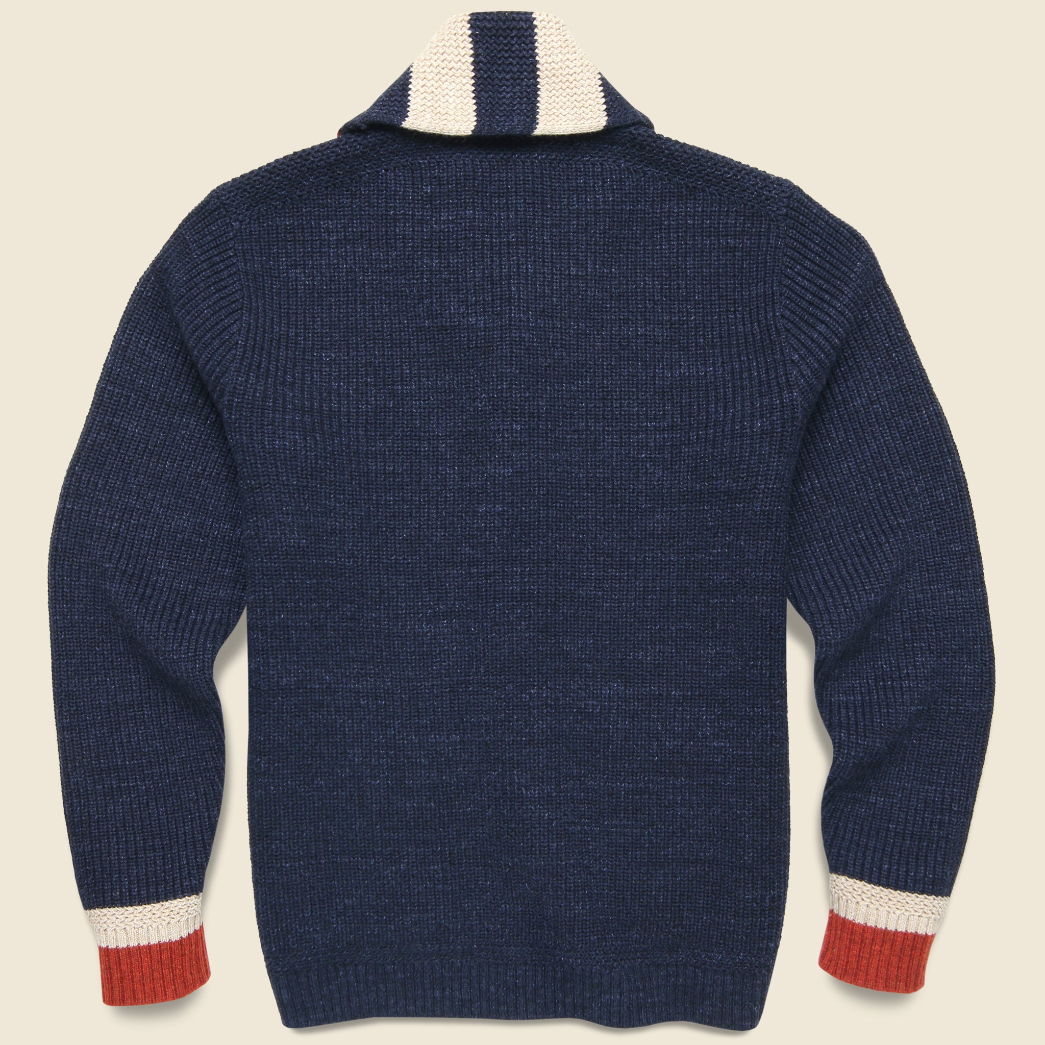 
                          Car Club Shawl Cardigan - Dark Indigo/Red/Cream - RRL - STAG Provisions - Tops - Sweater
                        