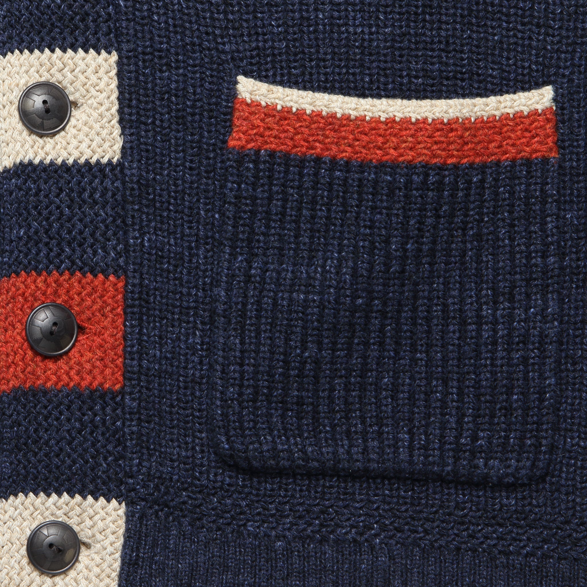 
                          Car Club Shawl Cardigan - Dark Indigo/Red/Cream - RRL - STAG Provisions - Tops - Sweater
                        