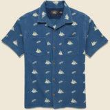 Marshall Embroidered Camp Shirt - Blue - RRL - STAG Provisions - Tops - S/S Woven - Other Pattern
