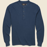 Waffle Knit Henley - Navy Heather - RRL - STAG Provisions - Tops - L/S Knit