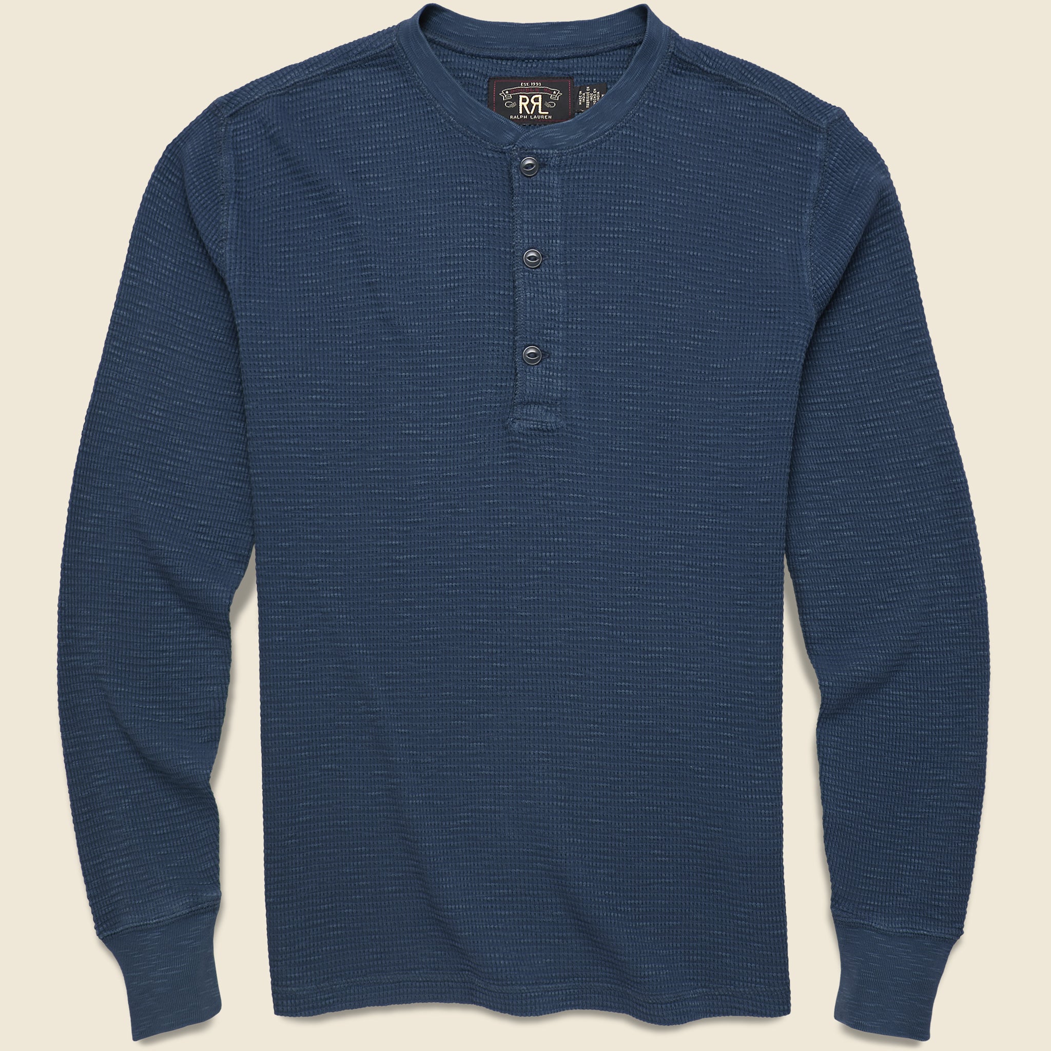 Waffle Knit Henley - Navy Heather - RRL - STAG Provisions - Tops - L/S Knit