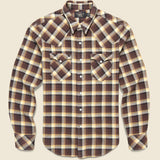 Slim Fit Plaid Western Shirt - Brown - RRL - STAG Provisions - Tops - L/S Woven - Plaid