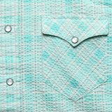 Slim Fit Seersucker Western Shirt - Turquoise - RRL - STAG Provisions - Tops - L/S Woven - Other Pattern