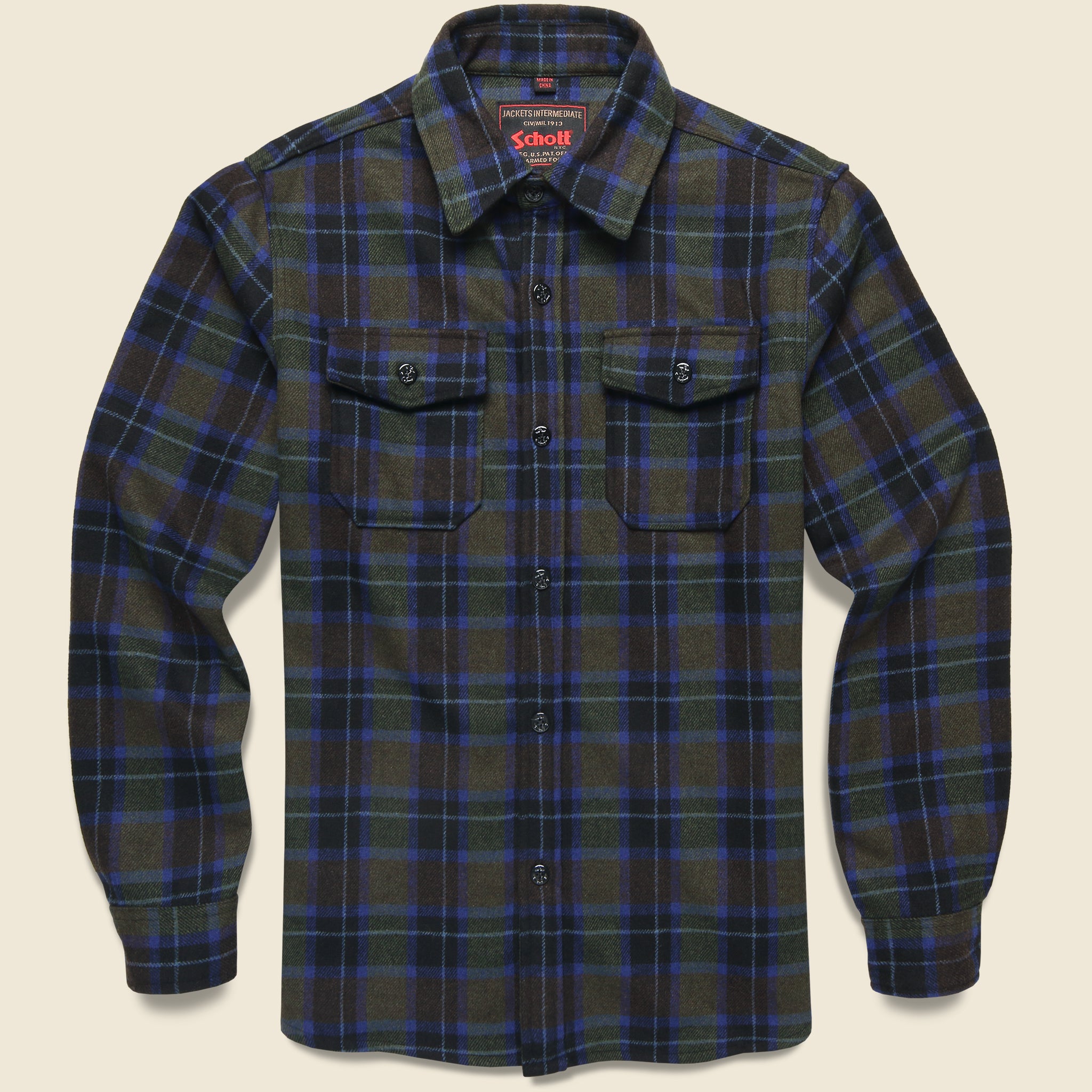 CPO Wool Shirt - Spruce Plaid - Schott - STAG Provisions - Tops - L/S Woven - Overshirt