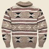Geometric Shawl Cardigan - Khaki/Beige/Red - Schott - STAG Provisions - Tops - Sweater