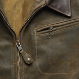 Texas Steerhide Roughout Suede Mechanic Jacket - Olive - Schott - STAG Provisions - Outerwear - Coat / Jacket