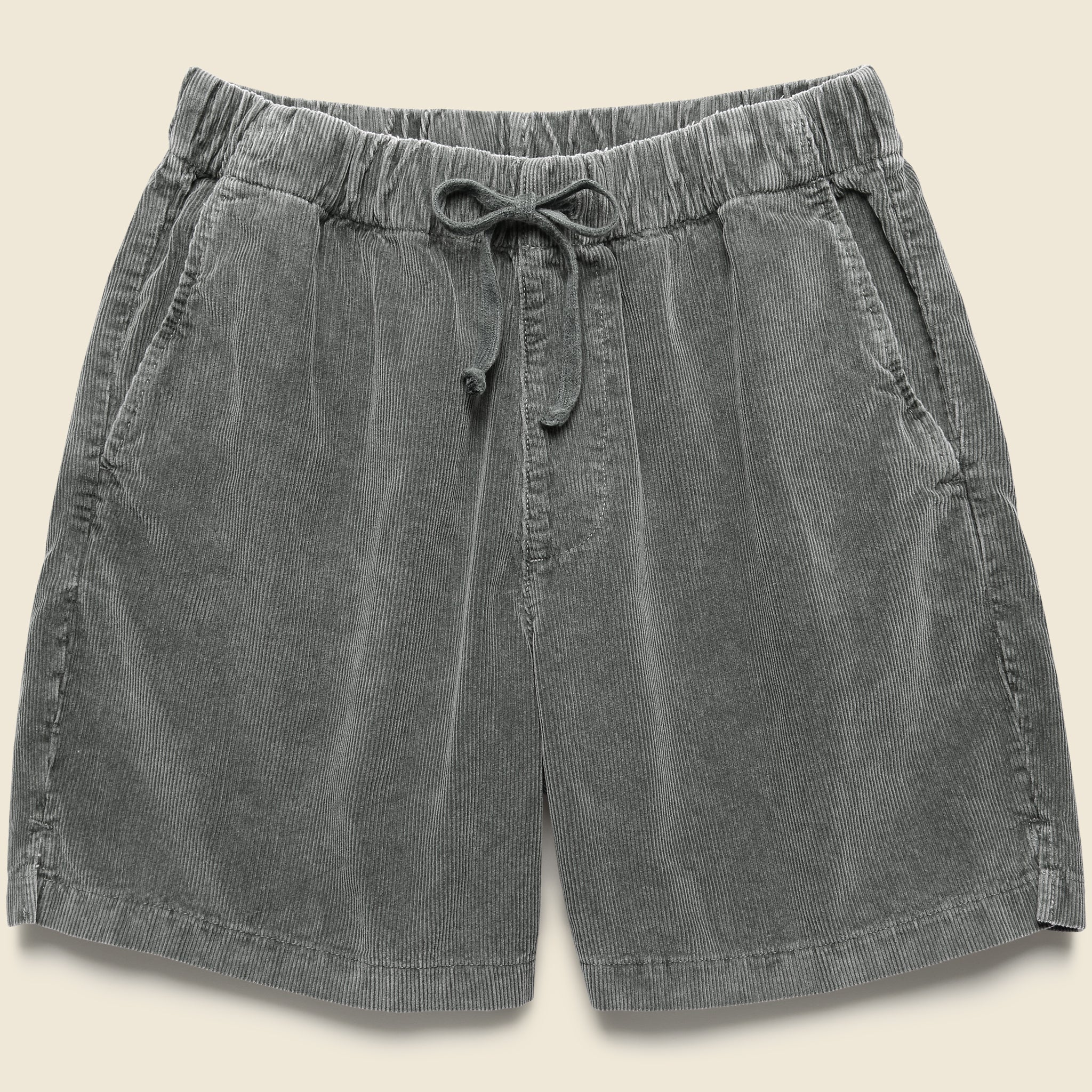 Corduroy Easy Short in Black featuring soft cotton corduroy fabric, an elastic waistband, and a relaxed everyday fit.