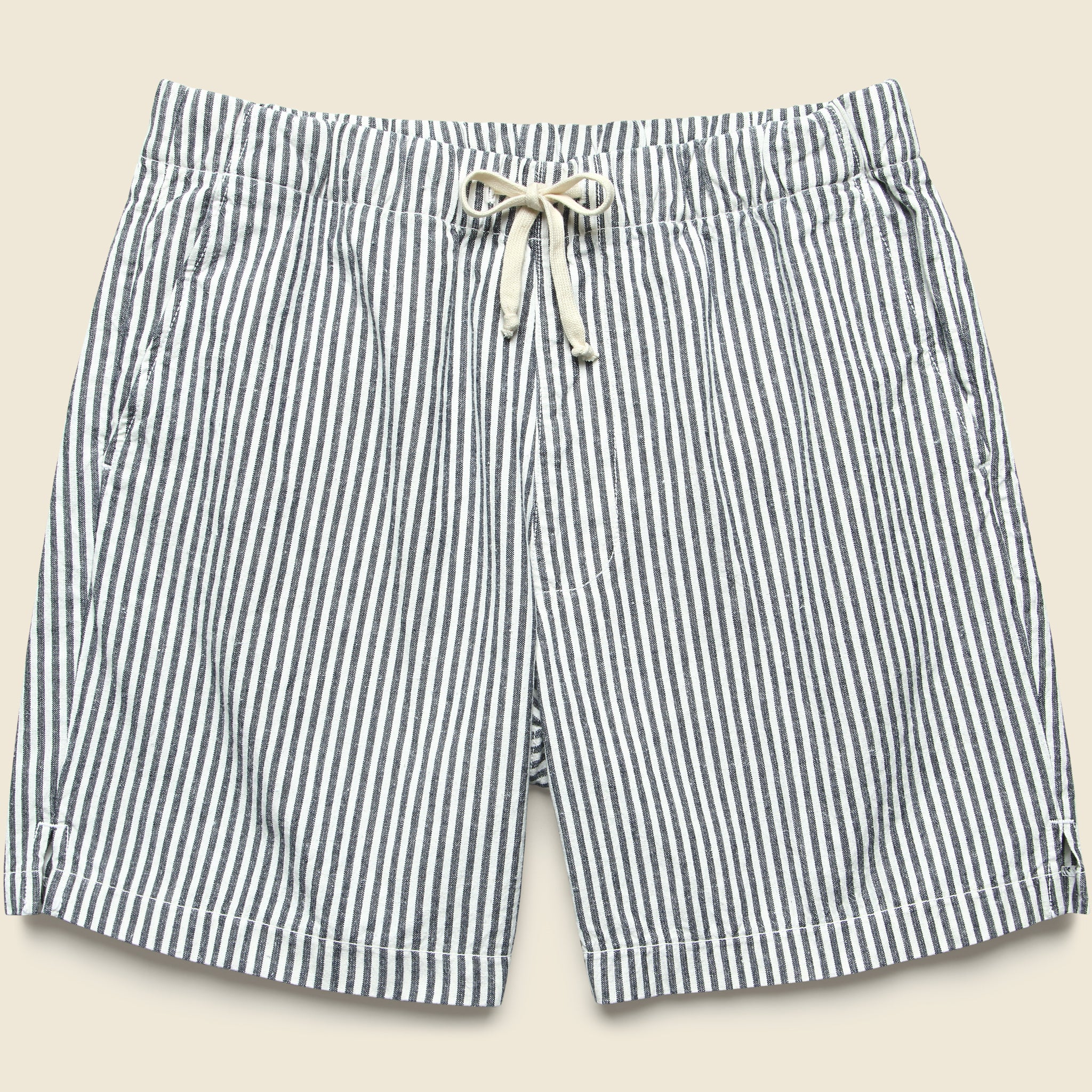 6" Hemp Stripe Easy Shorts - Natural/Navy - Save Khaki - STAG Provisions - Shorts - Lounge
