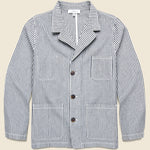 Hemp Stripe Blazer - Natural/Navy - Save Khaki - STAG Provisions - Outerwear - Shirt Jacket