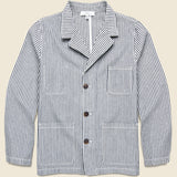 Hemp Stripe Blazer - Natural/Navy - Save Khaki - STAG Provisions - Outerwear - Shirt Jacket