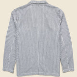Hemp Stripe Blazer - Natural/Navy - Save Khaki - STAG Provisions - Outerwear - Shirt Jacket