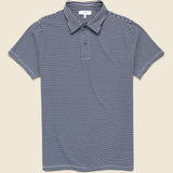 Yarn Dye Jersey Polo - White/Navy - Save Khaki - STAG Provisions - Tops - S/S Knit