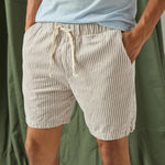 6" Hemp Stripe Easy Shorts - Natural/Grey - Save Khaki - STAG Provisions - Shorts - Lounge