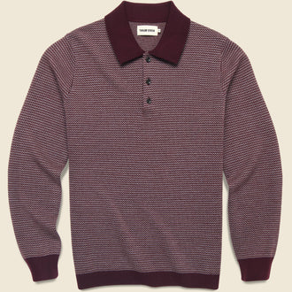 Newton Sweater Polo - Burgundy Birdseye
