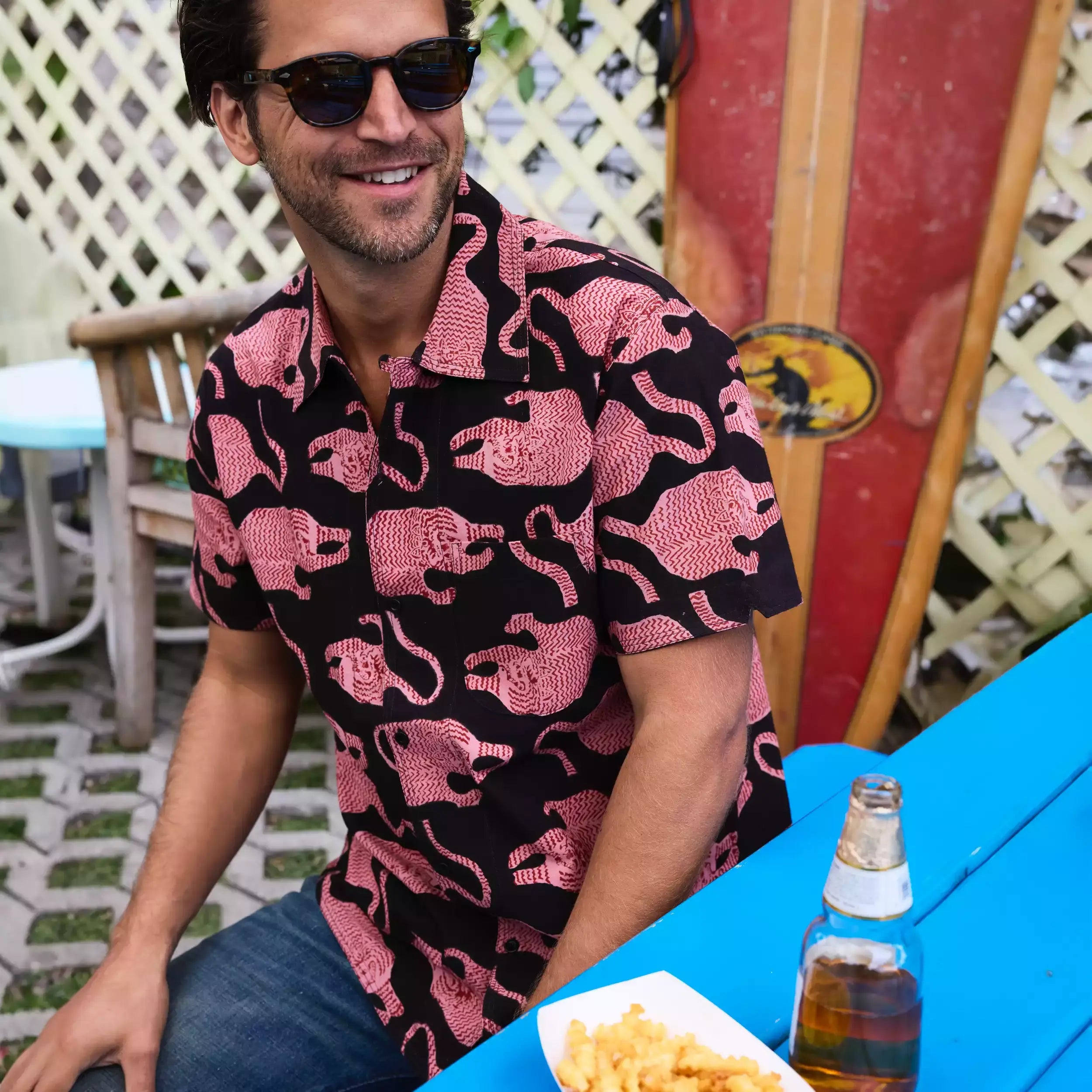 Tiger Block Print Shirt - Black - Kardo - STAG Provisions - Tops - S/S Woven - Other Pattern