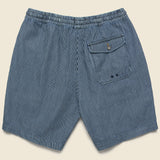 Beach Short - Hickory Stripe Indigo - Universal Works - STAG Provisions - Shorts - Lounge