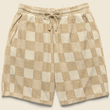 Terry Checkerboard Track Short - Sand - Universal Works - STAG Provisions - Shorts - Lounge