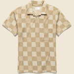 Terry Checkerboard Vacation Polo - Sand - Universal Works - STAG Provisions - Tops - S/S Knit