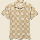 Terry Checkerboard Vacation Polo - Sand - Universal Works - STAG Provisions - Tops - S/S Knit