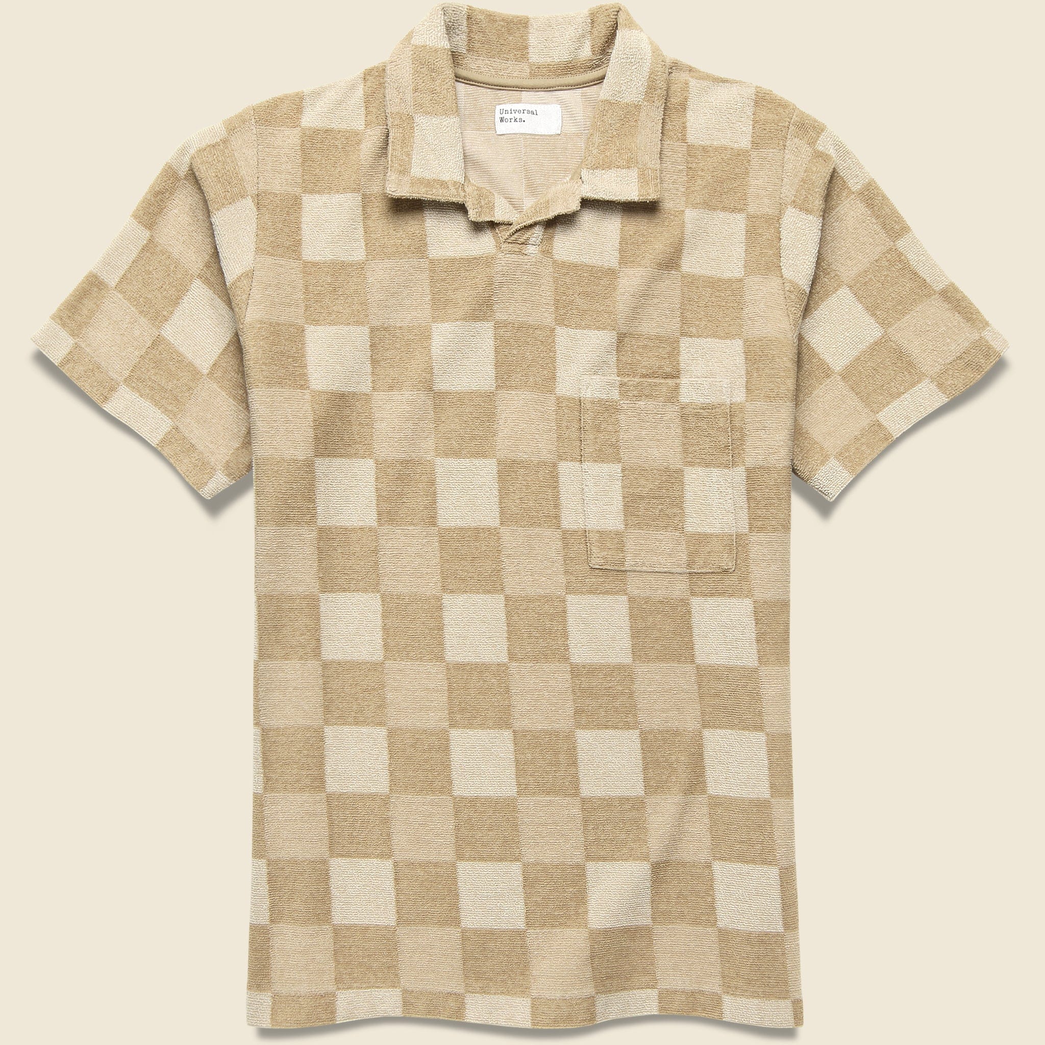 Terry Checkerboard Vacation Polo - Sand - Universal Works - STAG Provisions - Tops - S/S Knit