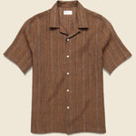 Stripe Linen Road Shirt - Brown - Universal Works - STAG Provisions - Tops - S/S Woven - Stripe