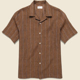 Stripe Linen Road Shirt - Brown - Universal Works - STAG Provisions - Tops - S/S Woven - Stripe