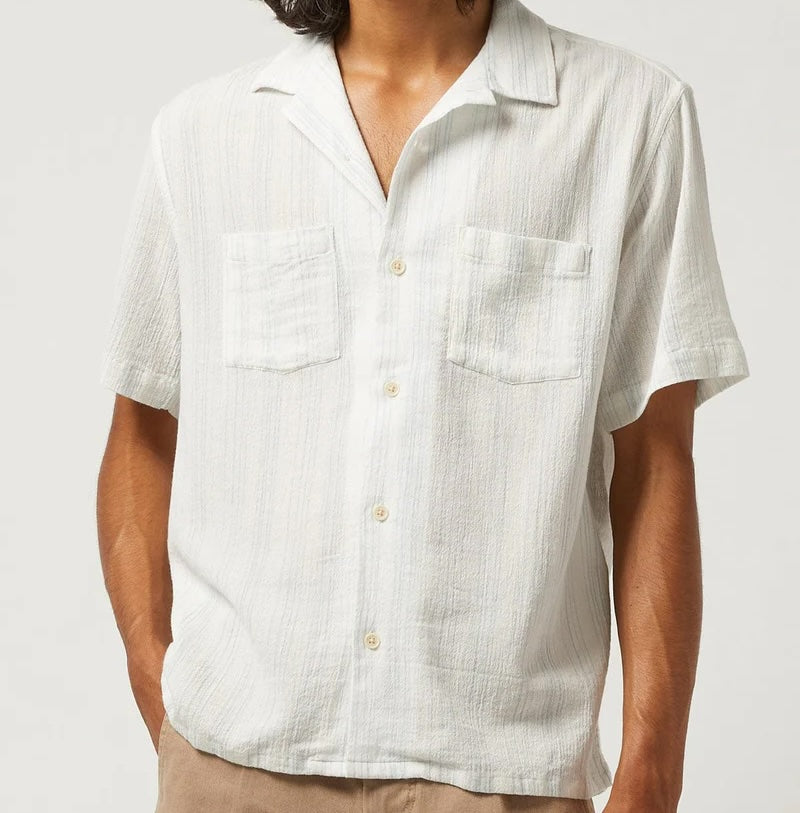 
                          Skip Stripe Camp Shirt - Natural - Corridor - STAG Provisions - Tops - S/S Woven - Stripe
                        