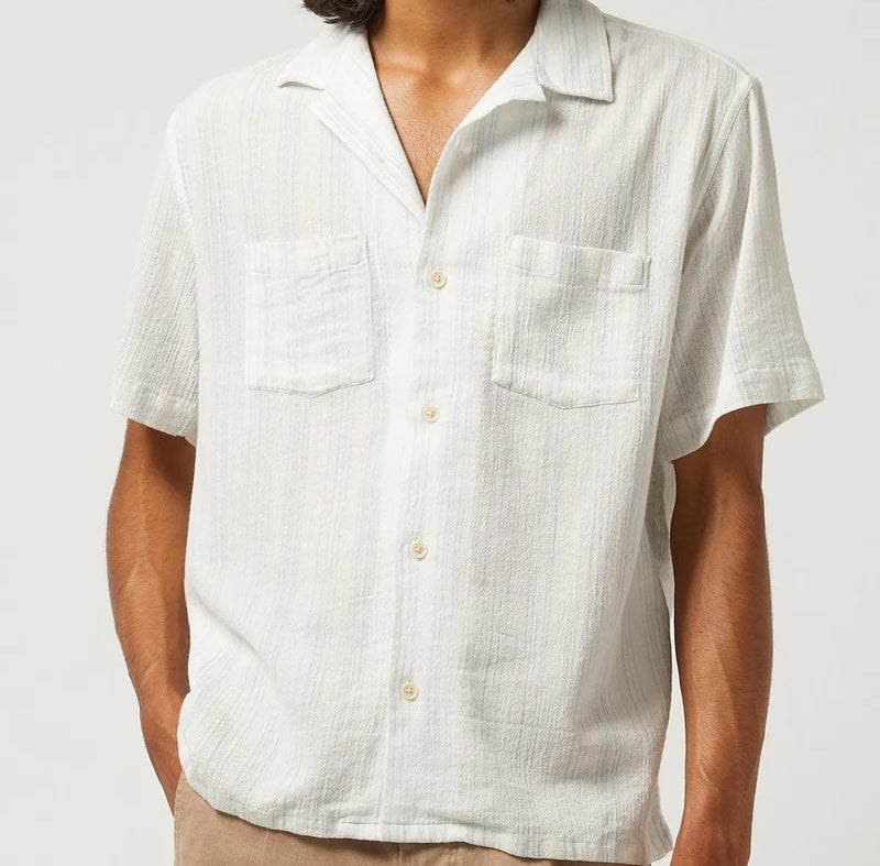 Skip Stripe Camp Shirt - Natural - Corridor - STAG Provisions - Tops - S/S Woven - Stripe
