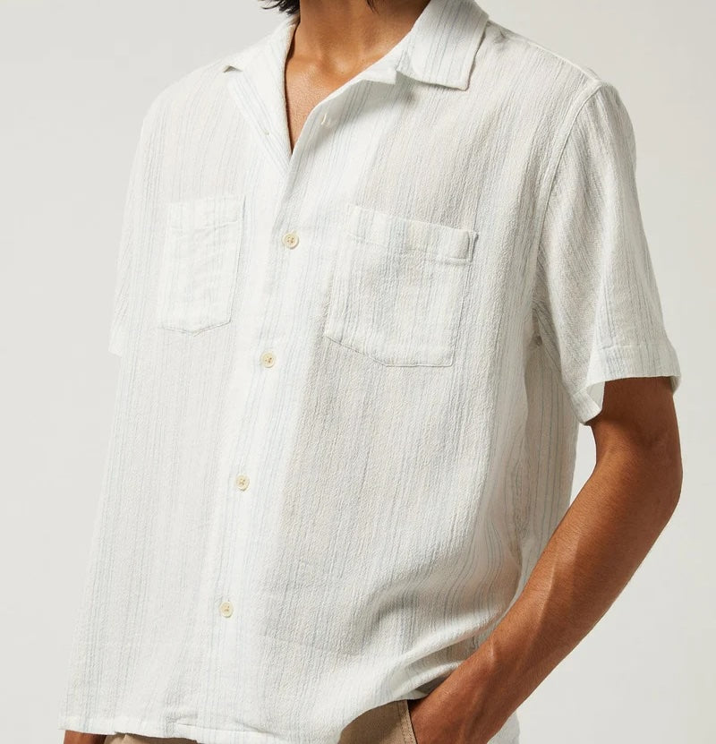 
                          Skip Stripe Camp Shirt - Natural - Corridor - STAG Provisions - Tops - S/S Woven - Stripe
                        