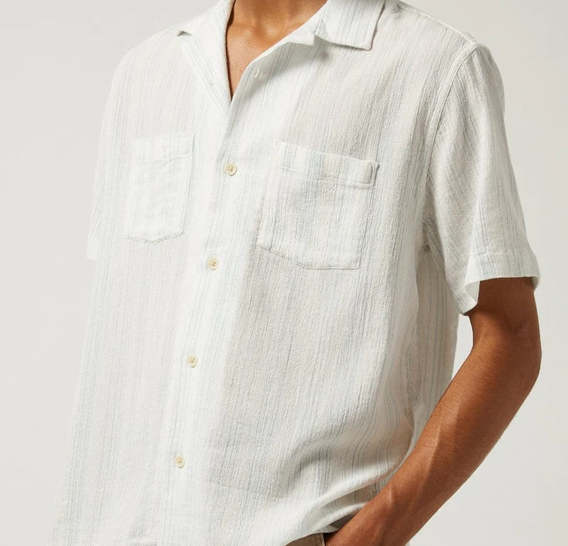 Skip Stripe Camp Shirt - Natural - Corridor - STAG Provisions - Tops - S/S Woven - Stripe