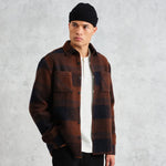 Whiting Overshirt - Mohair Check Brown/Blue - Wax London - STAG Provisions - Tops - L/S Woven - Overshirt