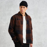 Whiting Overshirt - Mohair Check Brown/Blue - Wax London - STAG Provisions - Tops - L/S Woven - Overshirt