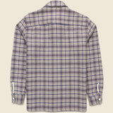Whiting Overshirt - Basket Check Ecru/Blue - Wax London - STAG Provisions - Tops - L/S Woven - Plaid