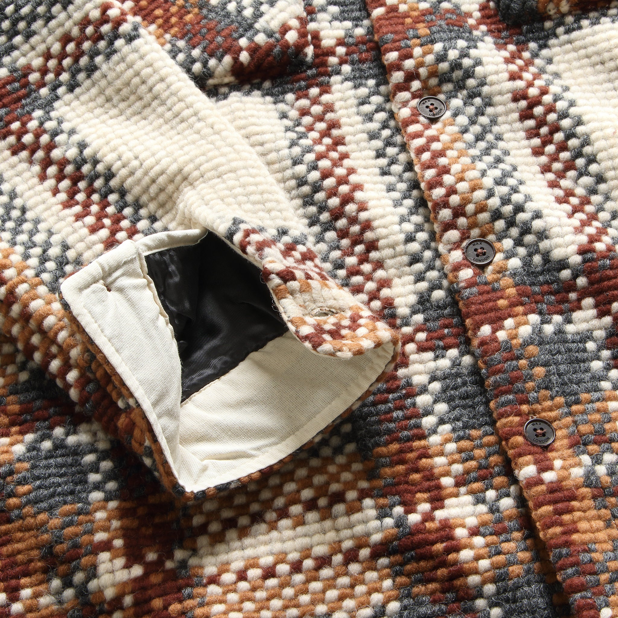 
                          Wool Whiting Overshirt - Bobble Ecru - Wax London - STAG Provisions - Tops - L/S Woven - Plaid
                        