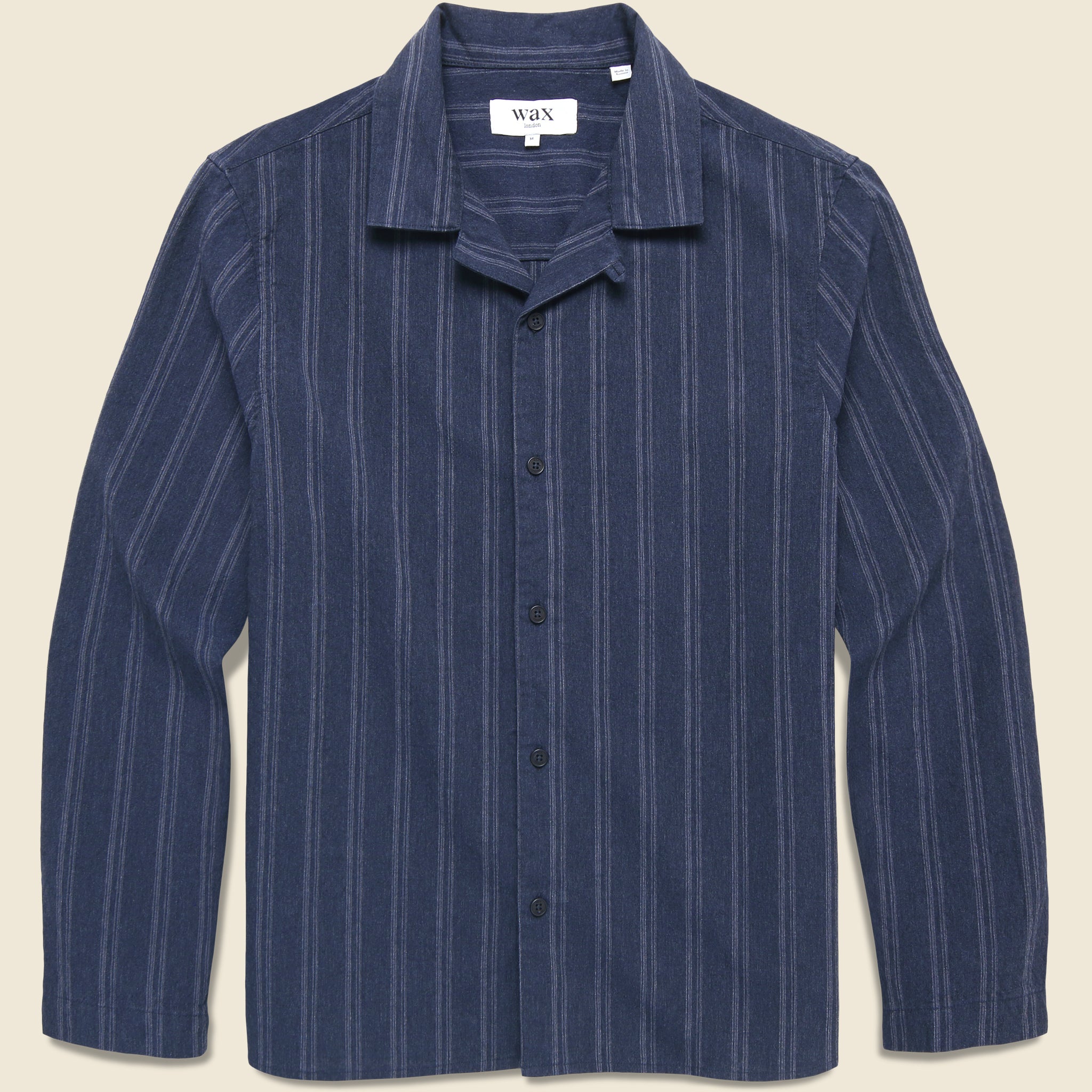 Corey Wide Stripe Shirt - Navy - Wax London - STAG Provisions - Tops - L/S Woven - Stripe