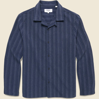 Corey Wide Stripe Shirt - Navy