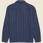 Corey Wide Stripe Shirt - Navy - Wax London - STAG Provisions - Tops - L/S Woven - Stripe