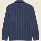 Corey Wide Stripe Shirt - Navy - Wax London - STAG Provisions - Tops - L/S Woven - Stripe