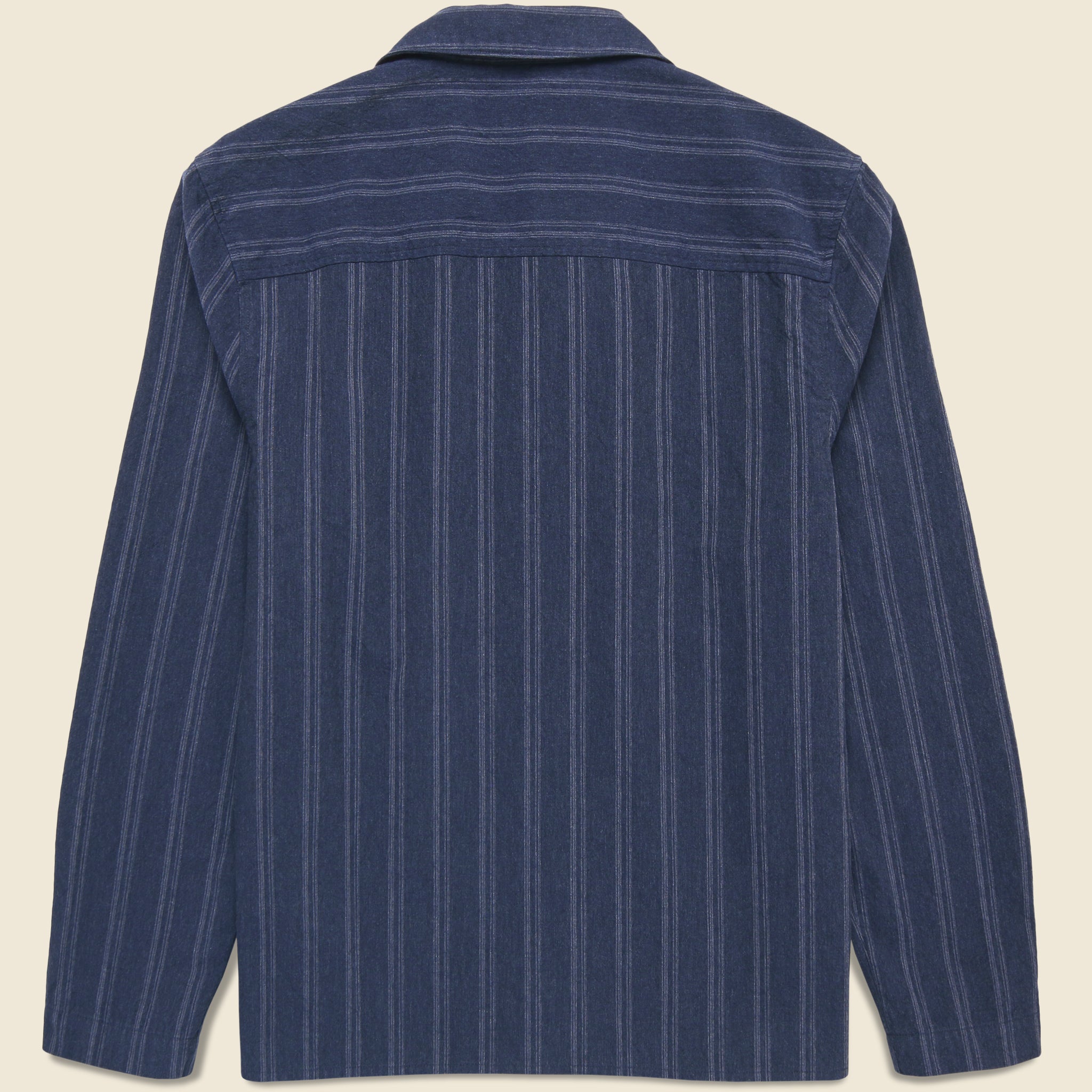 Corey Wide Stripe Shirt - Navy - Wax London - STAG Provisions - Tops - L/S Woven - Stripe