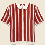 Porto Crochet Stripe Shirt - Ecru/Orange - Wax London - STAG Provisions - Tops - S/S Knit