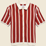 Porto Crochet Stripe Shirt - Ecru/Orange - Wax London - STAG Provisions - Tops - S/S Knit
