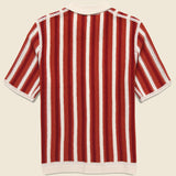 Porto Crochet Stripe Shirt - Ecru/Orange - Wax London - STAG Provisions - Tops - S/S Knit