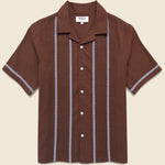 Didcot Pintuck Shirt - Brown/Blue - Wax London - STAG Provisions - Tops - S/S Woven - Stripe