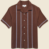 Didcot Pintuck Shirt - Brown/Blue - Wax London - STAG Provisions - Tops - S/S Woven - Stripe